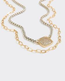 Two-Chain Short Necklace with Cubic Zirconia