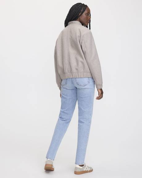 Faux-Wool Buttoned-Down Bomber Jacket