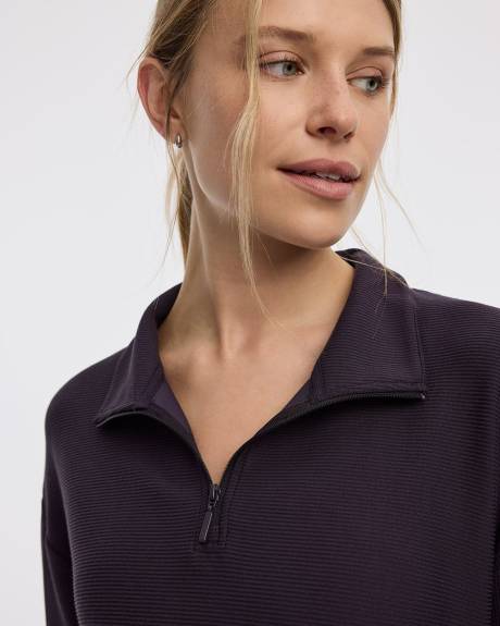 Pull à manches longues à col montant à demi-zip - Hyba