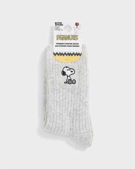Winter Socks with Snoopy at Hem