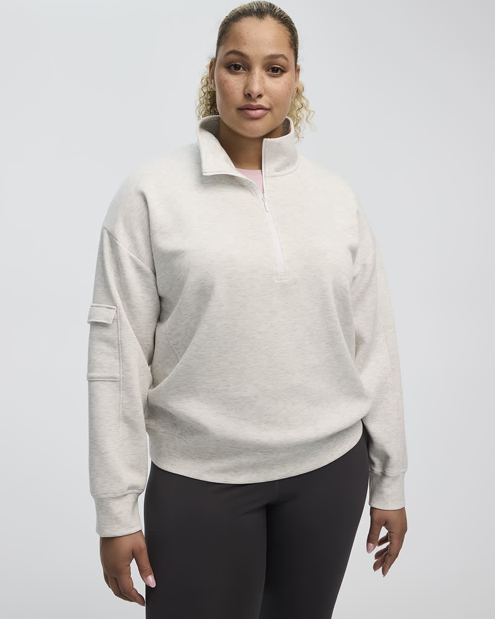 Long-Sleeve Half-Zip Mock-Neck Pullover - Hyba