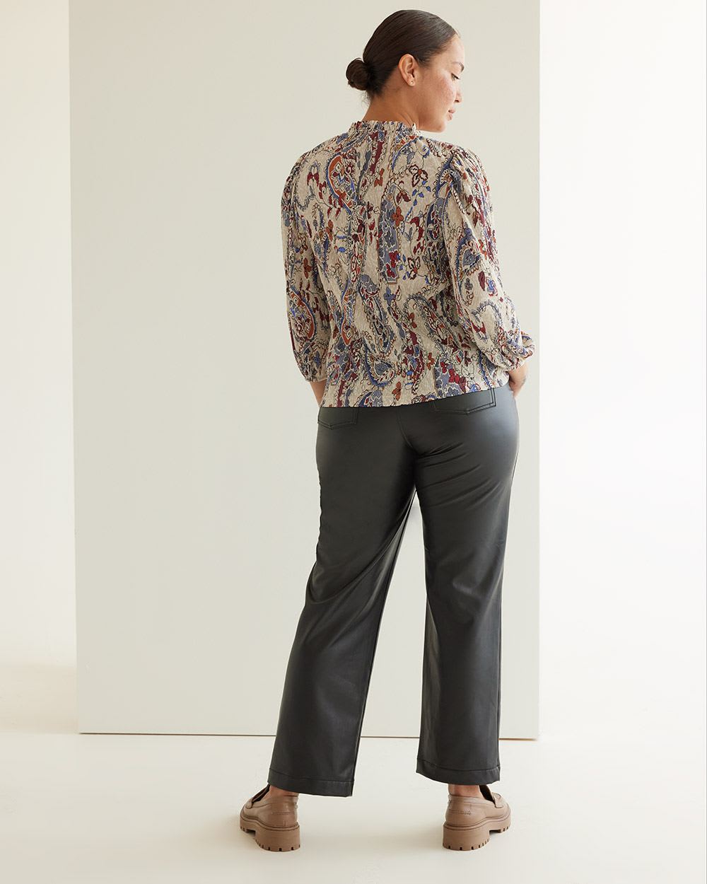 3/4-Sleeve Buttoned-Down Blouse