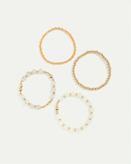 Beaded Elastic Bracelets - Set of 4