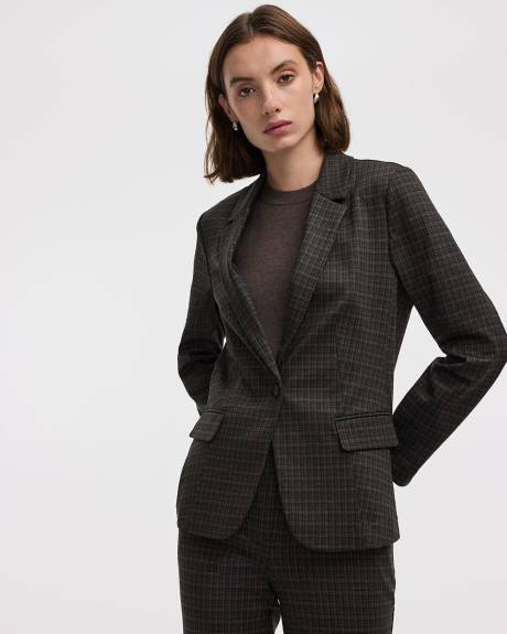 Fitted One-Button Knit Blazer - The Modern Stretch (R)