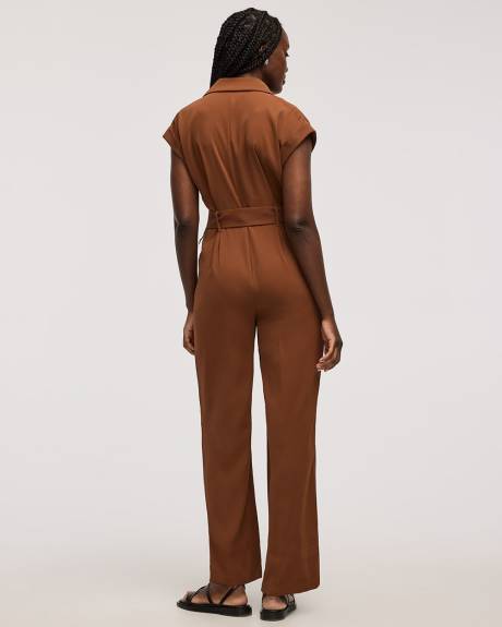 Combinaison à manches très courtes et jambe droite avec ceinture à la taille