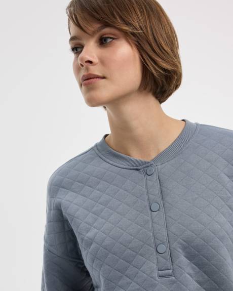 Pull henley en jacquard matelassé - Hyba