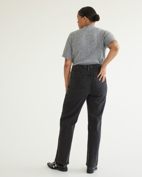 Straight-Leg High-Rise Jean with Studs - Tall