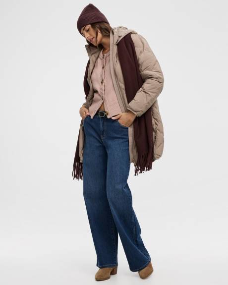 Manteau long à capuchon matelassé