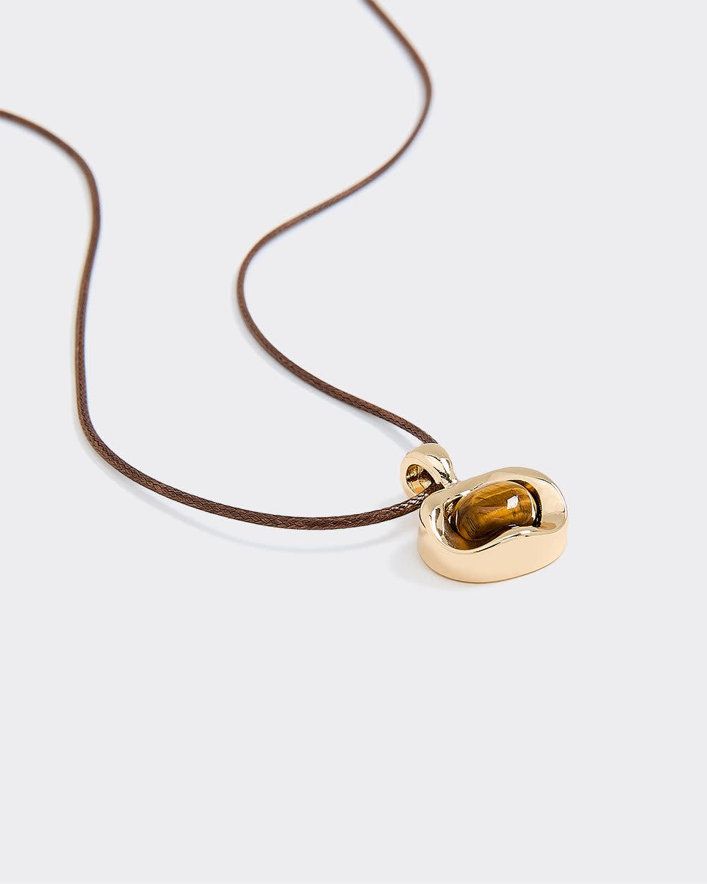 Collier court en corde avec oeil de tigre