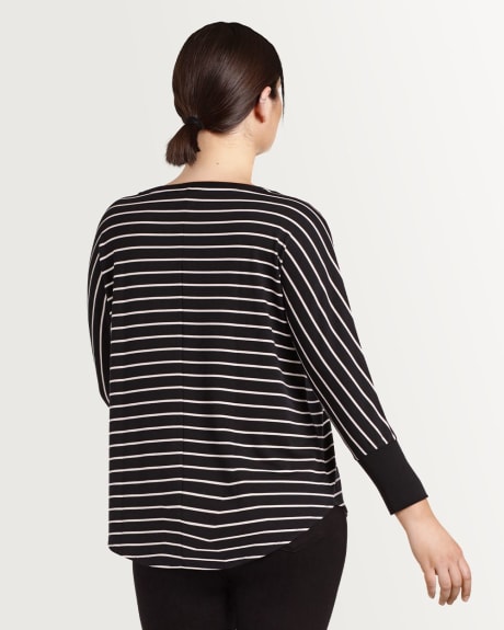 Striped French Terry Pullover with Long Dolman Sleeves