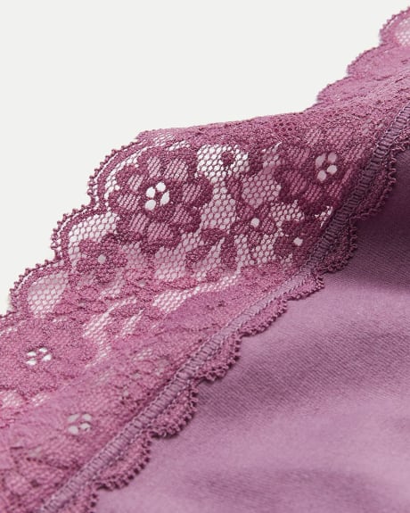 Cotton Tanga Panties with Lace Waistband, R Line