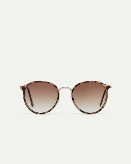 Round Tortoise Frame Sunglasses