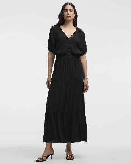 Pull-On Tiered Maxi Skirt