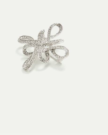 Abstract-Shaped Brooch with Rhinestones