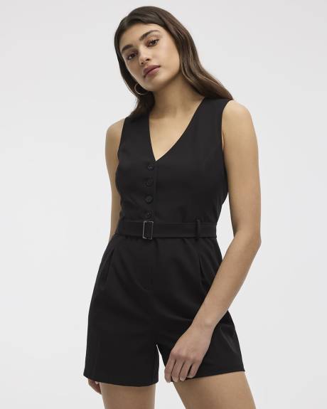 Sleeveless Romper with V Neckline