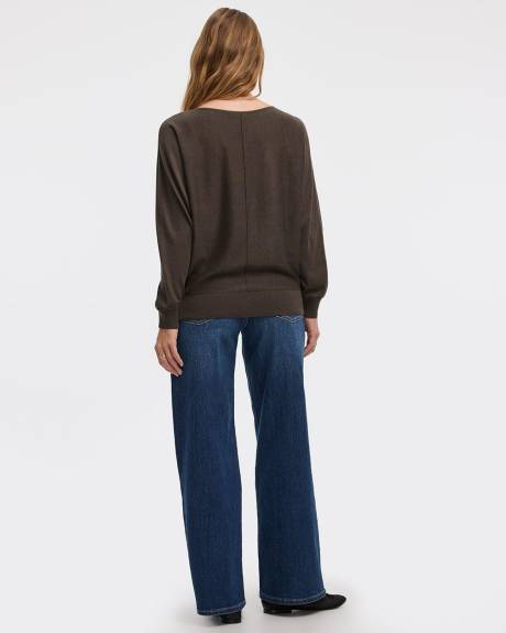 Pull avec laine mérinos à manches longues et col bateau