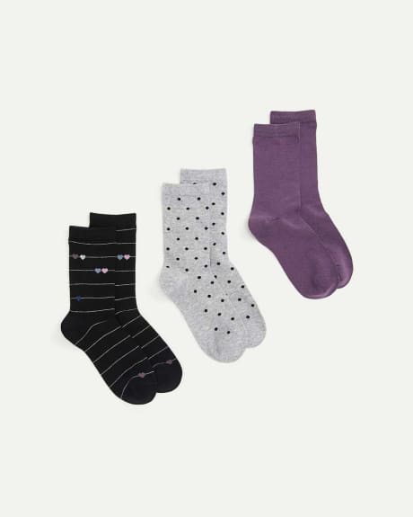 3-Pair Hearts & Dots Socks
