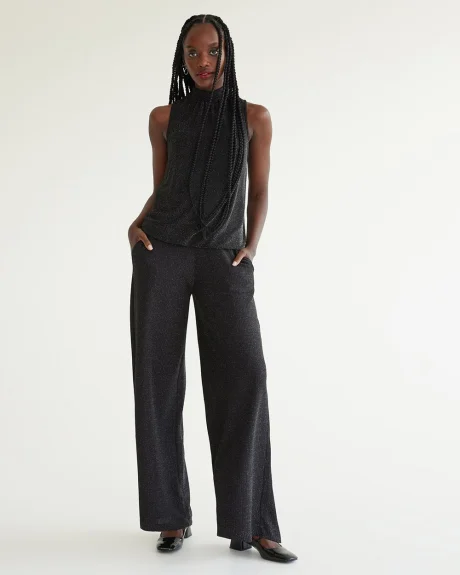 Shimmery Wide-Leg High-Rise Pant