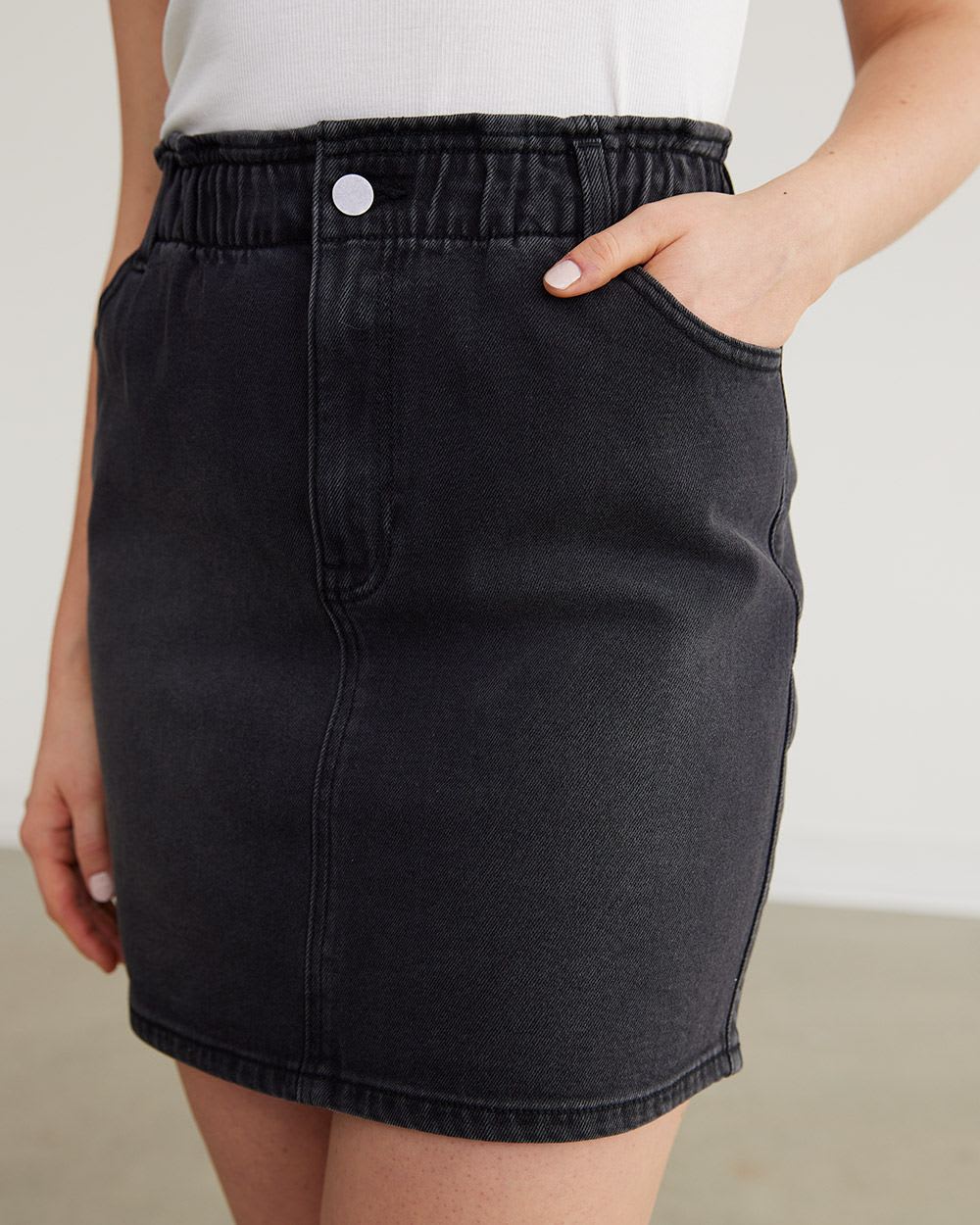 Denim Skirt with Elastic Waist
