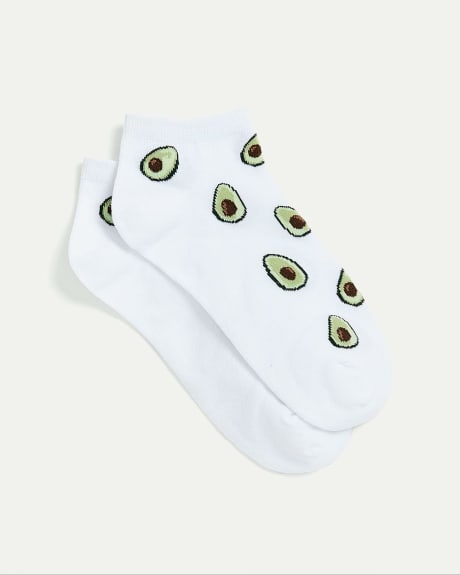 Cotton Anklet Socks with Avocados