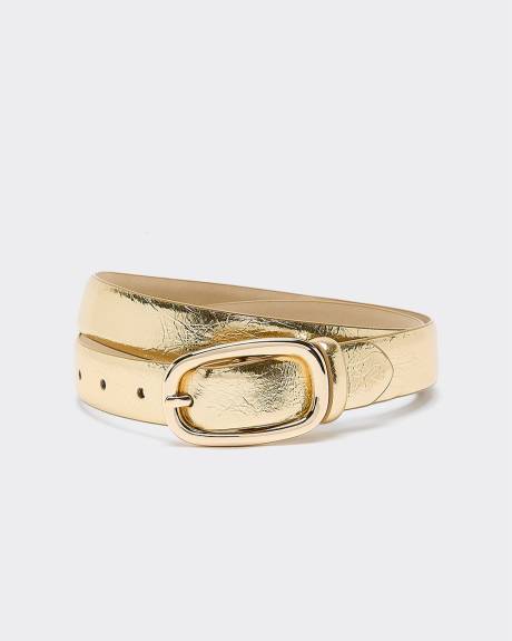 Metallic Faux Leather Belt