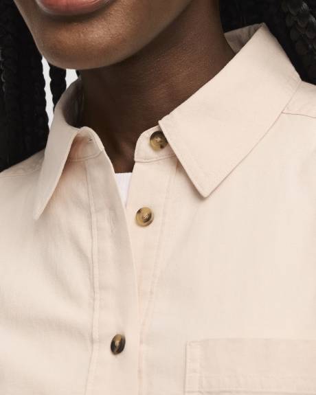 Chemise en m&eacute;lange de lin &agrave; manches longues