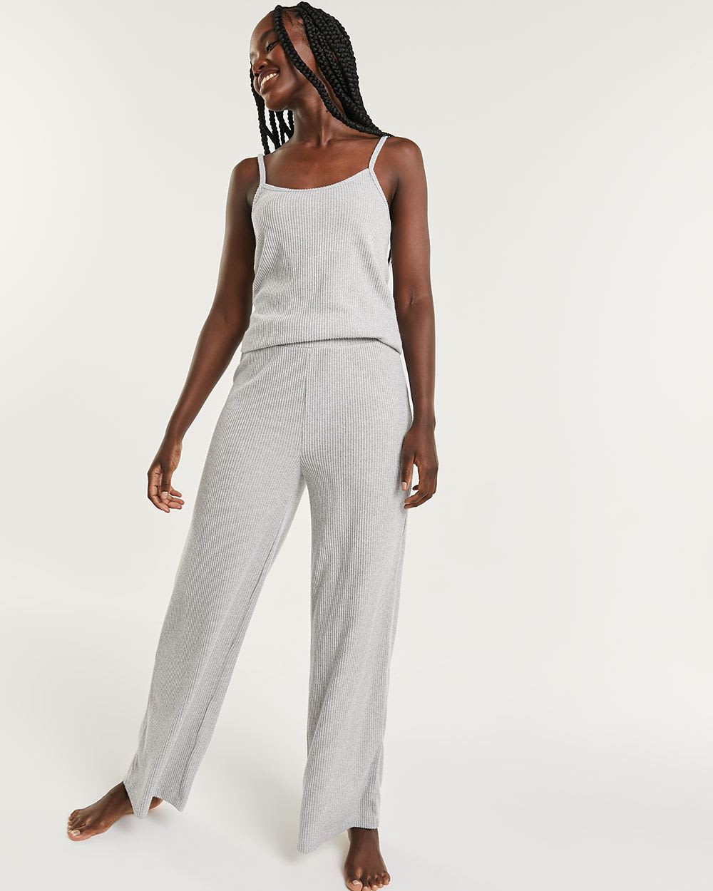 High Rise Wide Leg Ribbed Pant - Tall
