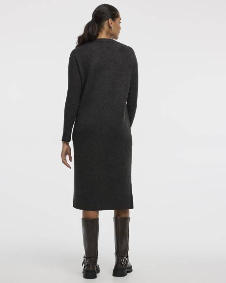 PlushSoft Crew-Neck Midi Sweater Dress