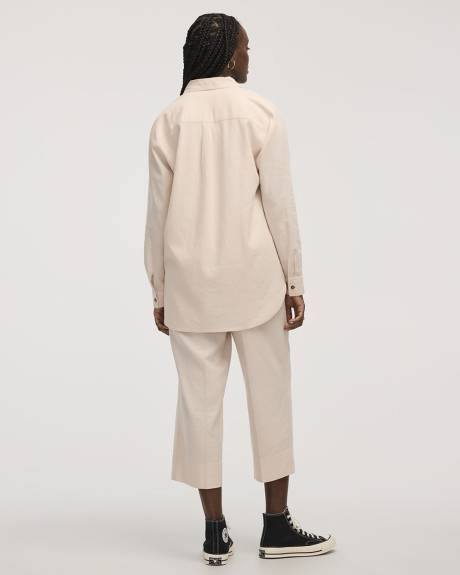 Chemise en m&eacute;lange de lin &agrave; manches longues