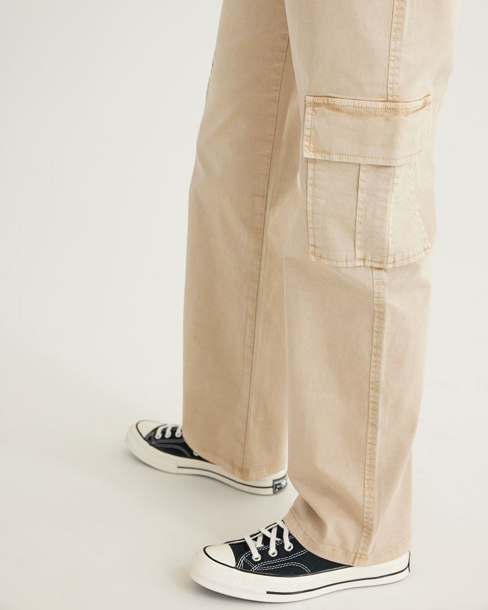 Pantalon chino cargo à jambe droite et taille haute