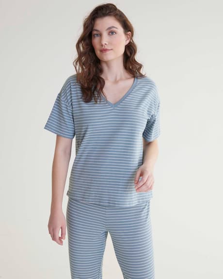 Short-Sleeve Pyjama Tee with V Neckline, R Line