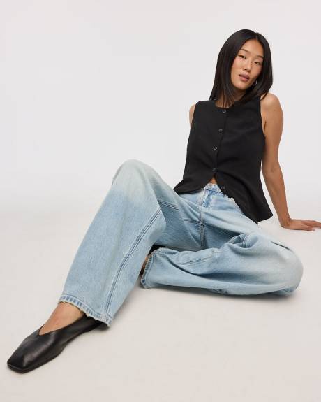 Wide-Leg Mid-Rise Baggy Jean - Petite