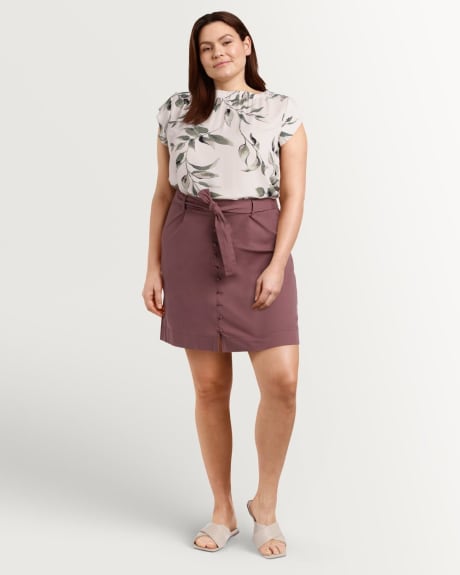 Poplin Buttoned-Down Skirt With Sash