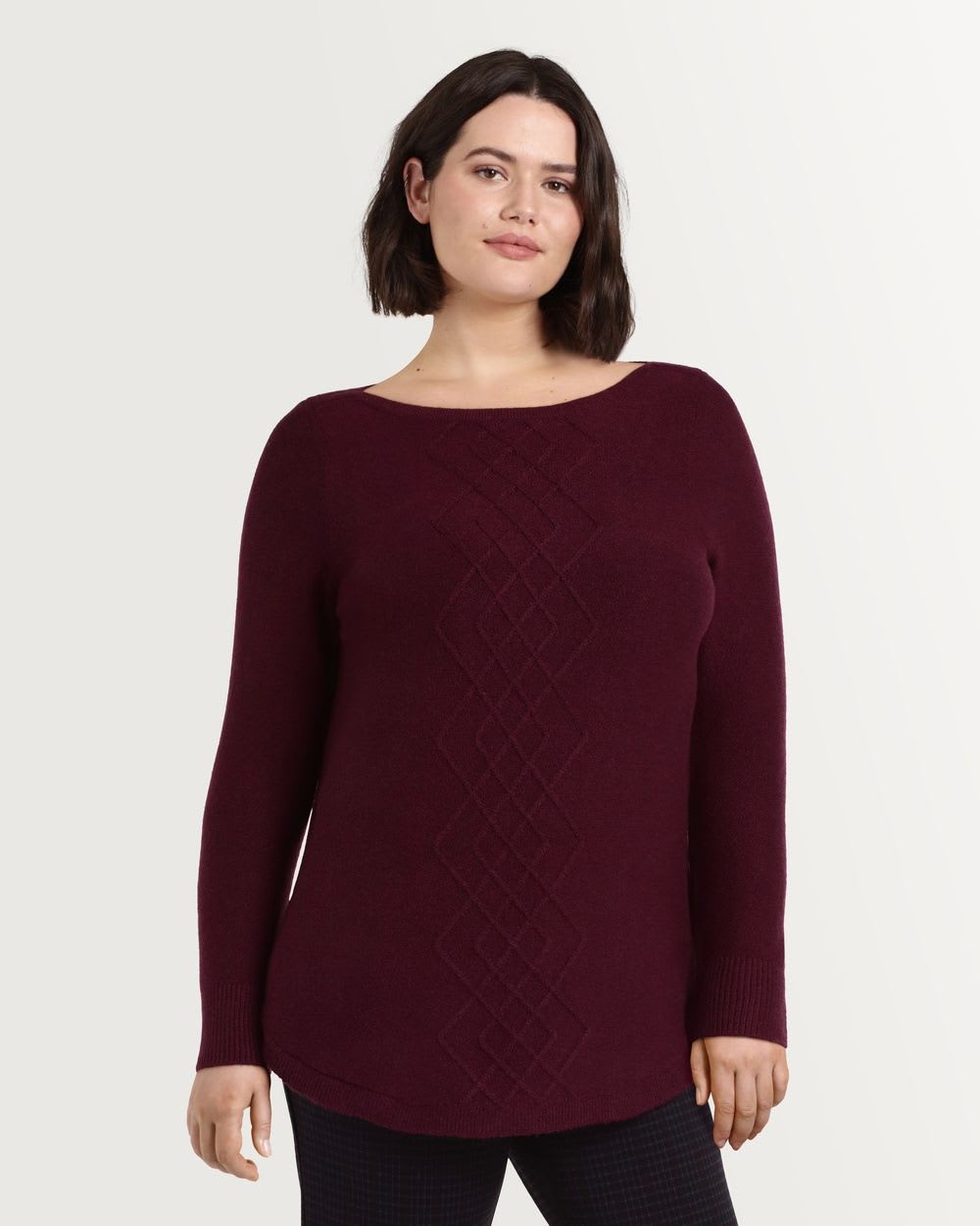 Knit Boat Neck Cable Pullover