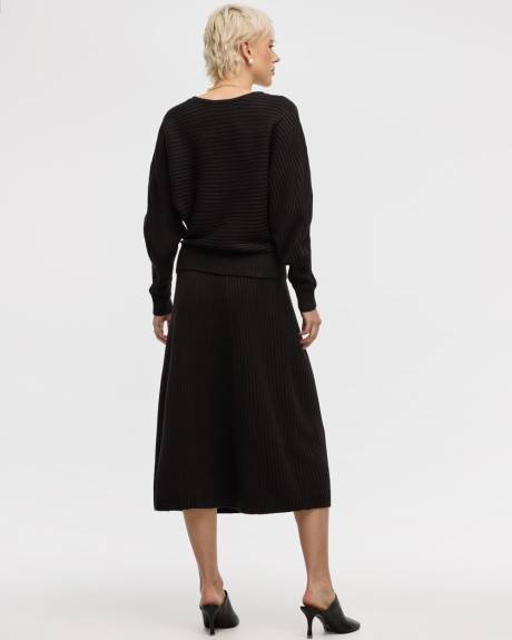 Ribbed A-Line Midi Sweater Skirt