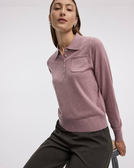 Long-Sleeve Wool-Blend Polo