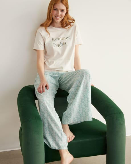 Pantalon pyjama en challis à jambe large, R Line