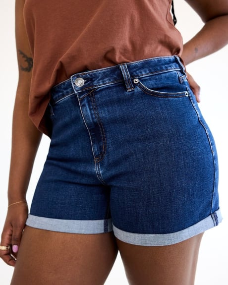 Mid-Rise Denim Shorts with Rolled Hem