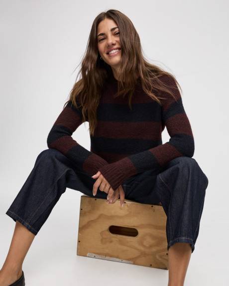 Long-Sleeve Crew-Neck Fluffy-Knit Sweater