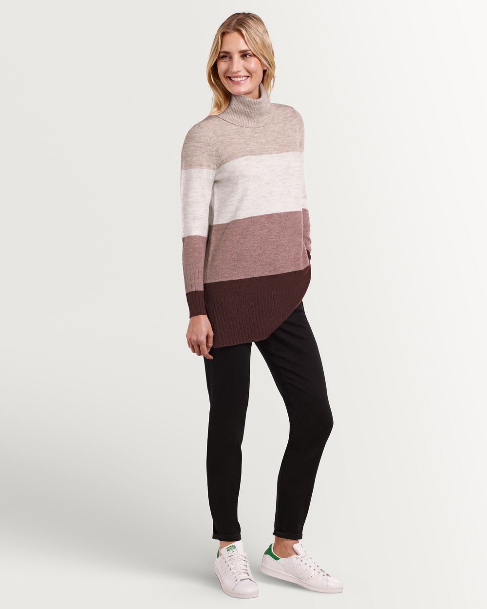 Cowl Neck Pointelle Colour-Block Pullover - Petite