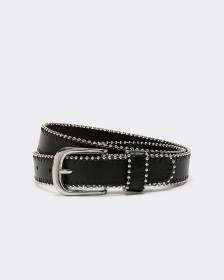 Faux Leather Belt with Silver Beads