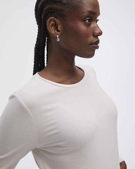 T-shirt côtelé à col rond à manches longues - R Essentials