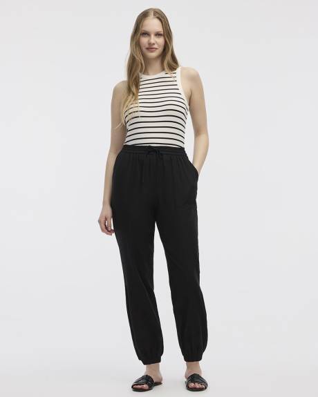 Pantalon jogger en mélange de lin - Petite
