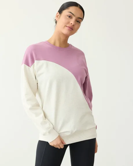 Long-Sleeve French Terry Sweater with Crew Neckline - Hyba