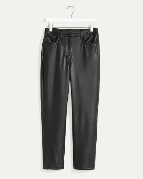 High Rise Faux Leather Straight Leg Pant - Tall