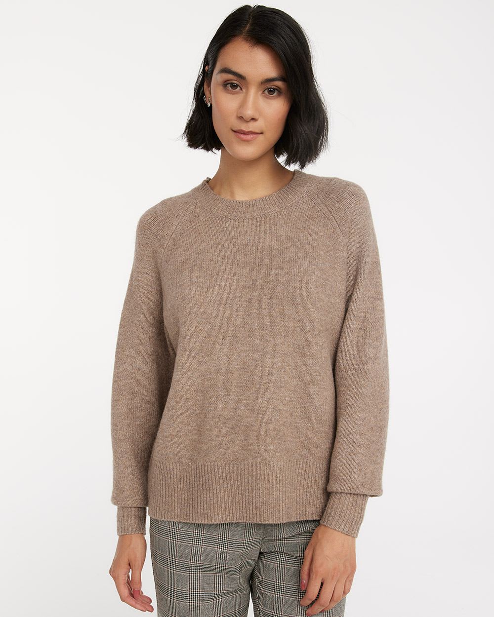 Hairy Knit Pullover with Balloon Sleeves