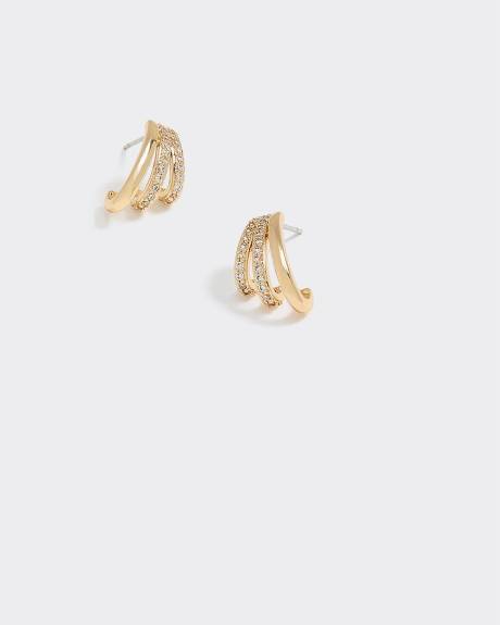 Three-Layer Earrings with Rhinestones