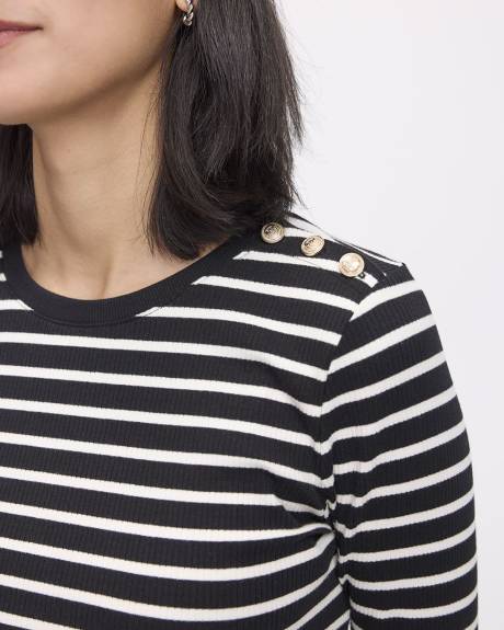 Striped Long-Sleeve Crew-Neck Ribbed T-Shirt
