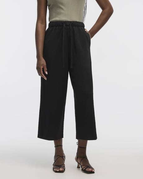 Wide-Leg Cropped Piqué Pant - Petite