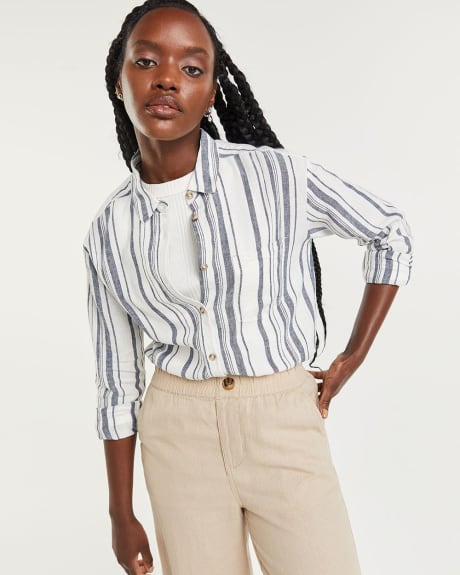 Long Sleeve Oversized Striped Linen Shirt